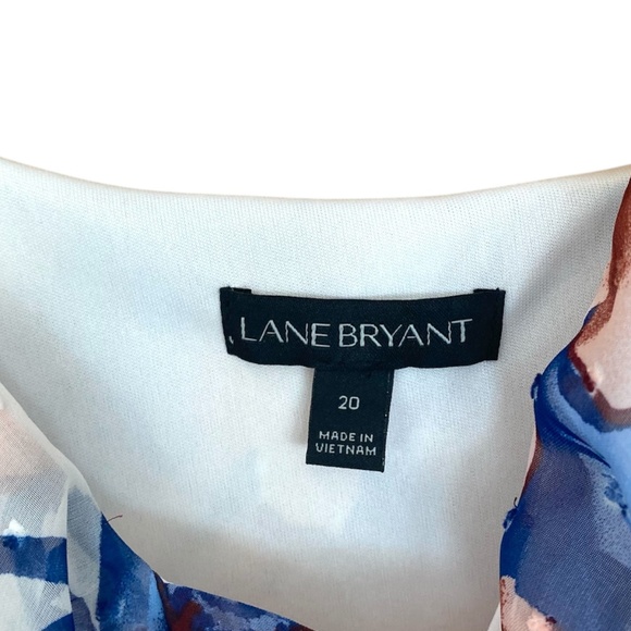 Lane Bryant Plus size 30 Midi Floral Ruffle Layered Tie Back White Blue Dots - Picture 5 of 8